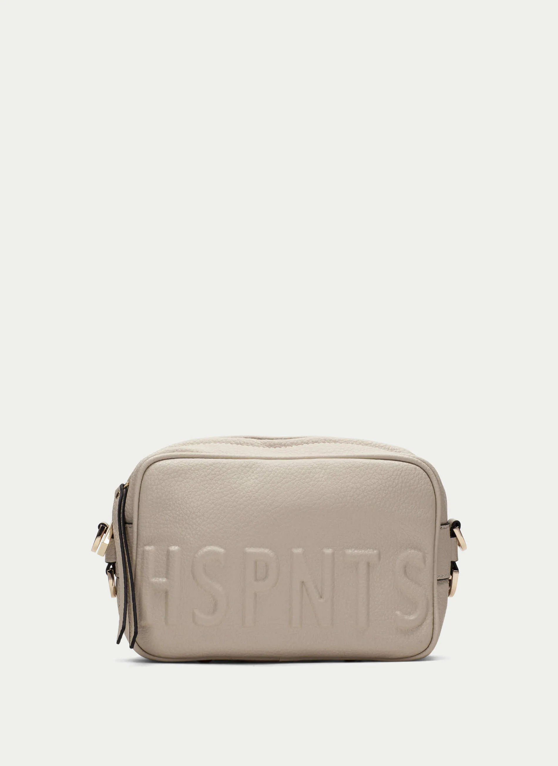 Hispanitas Embossed Leather Crossbody Chain Strap Bag - Cream