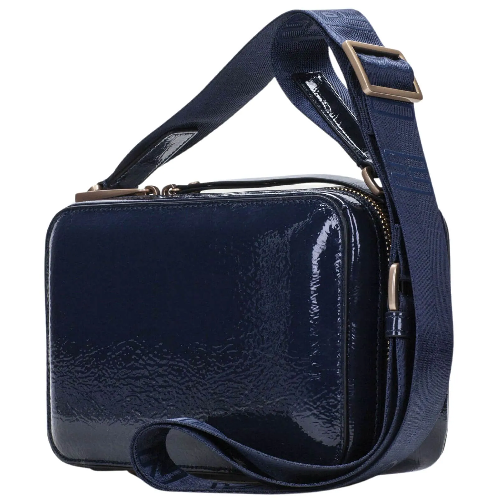Hispanitas Navy Smooth Leather Crossbody Camera Bag