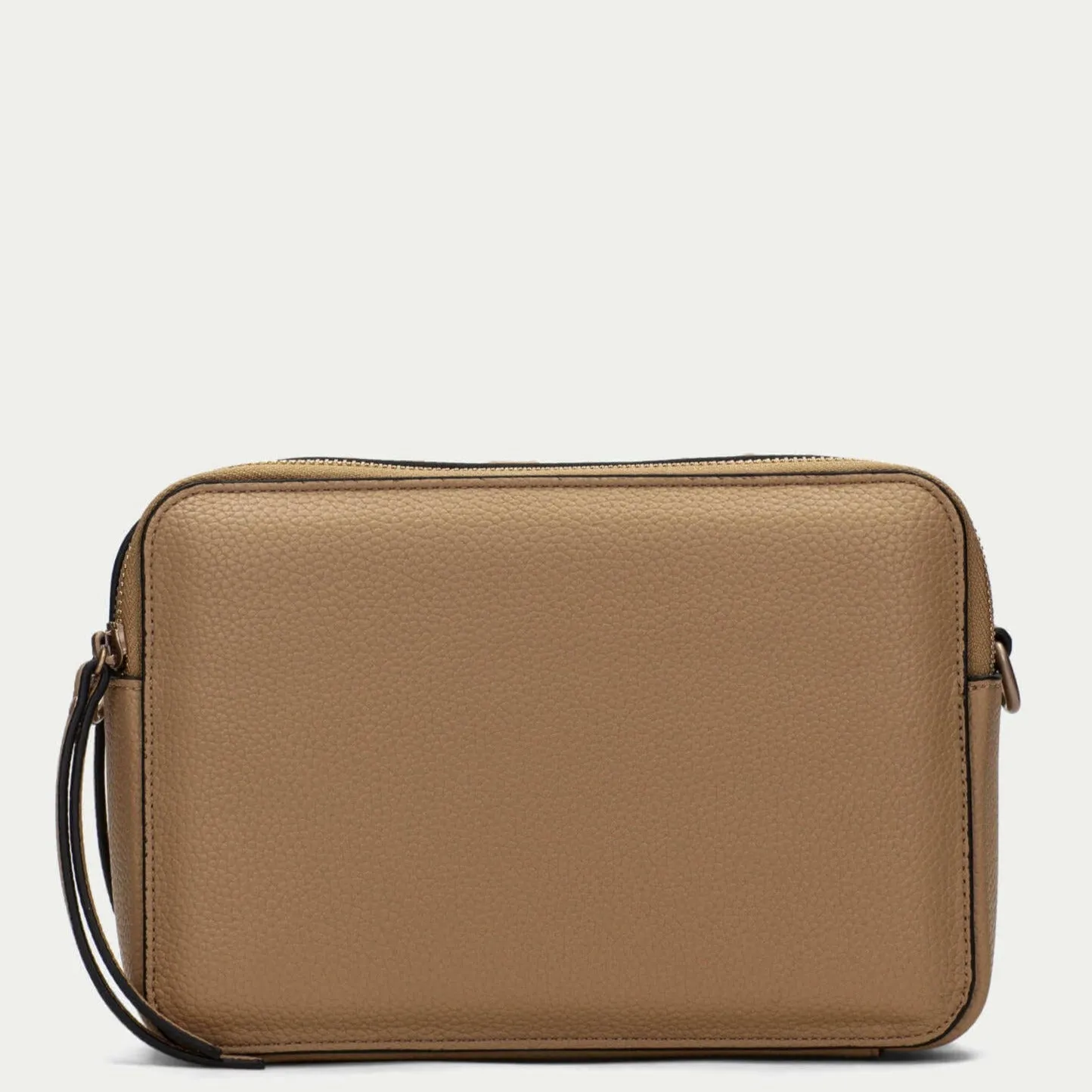 Hispanitas Pale Tan Leather Branded Crossbody Strap Bag