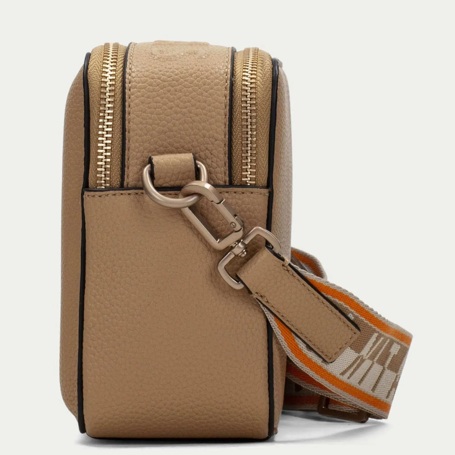 Hispanitas Pale Tan Leather Branded Crossbody Strap Bag