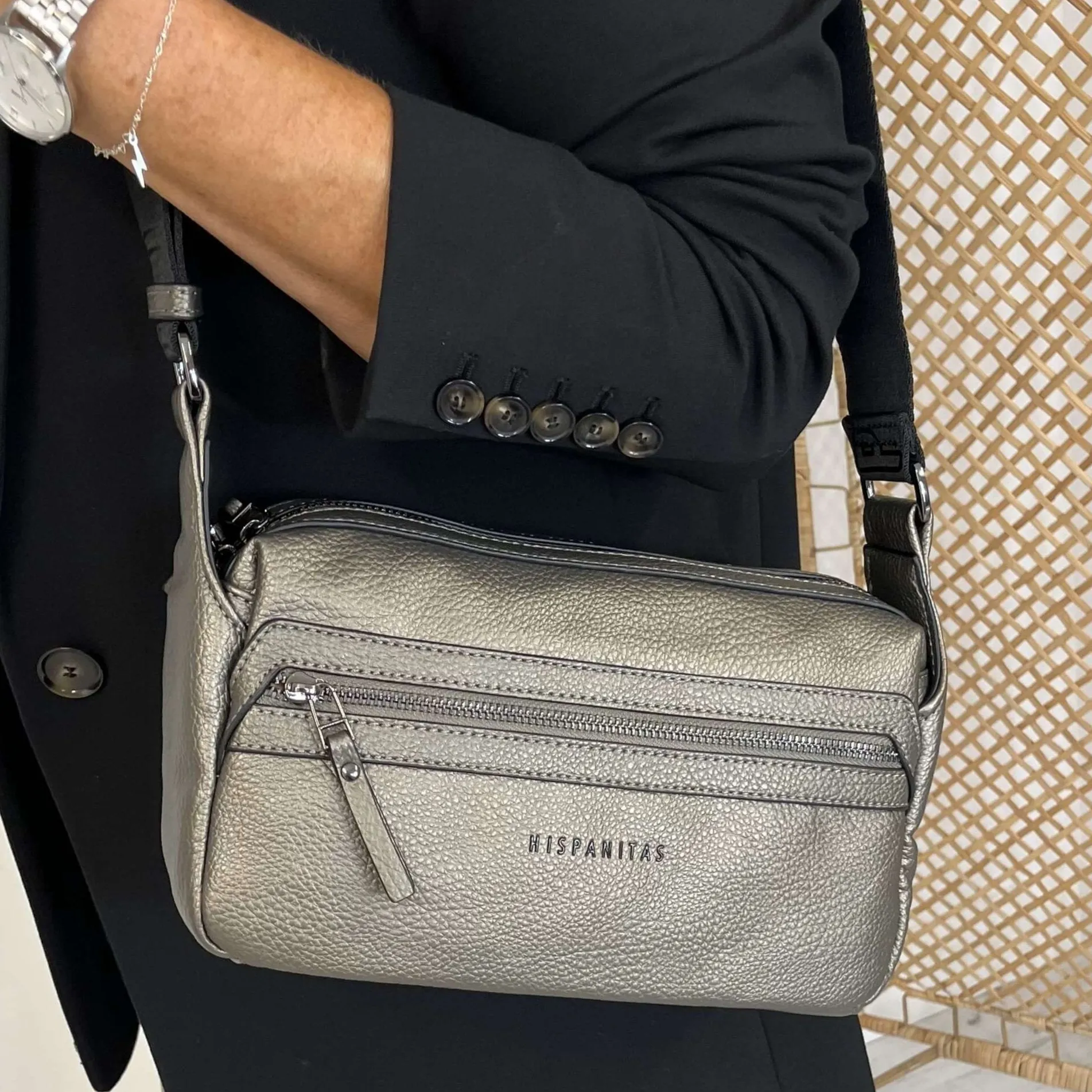 Hispanitas Pewter Sporty Crossbody Bag