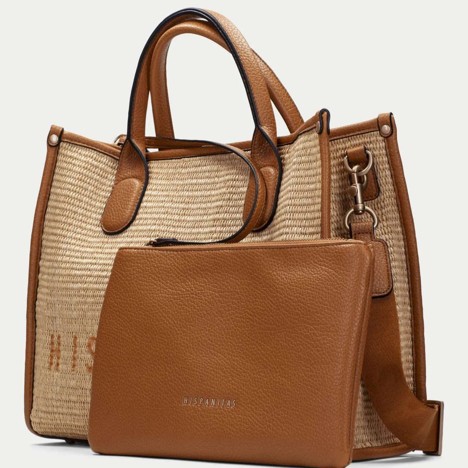 Hispanitas Tan Leather Natural Tote Bag