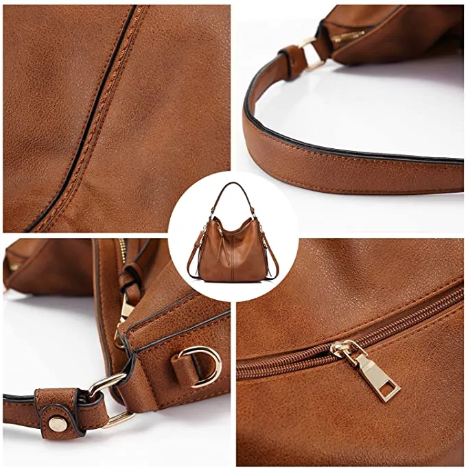Hobo Leather Bags for Women【Brown/Black/Grey Color】