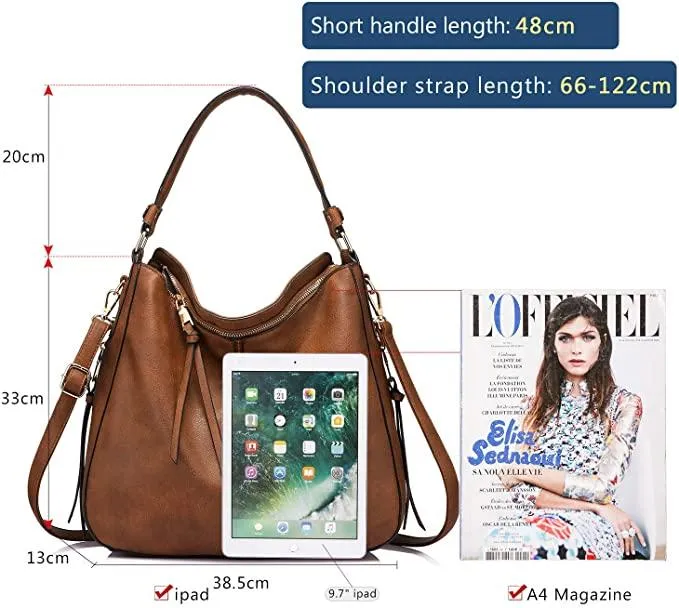 Hobo Leather Bags for Women【Brown/Black/Grey Color】