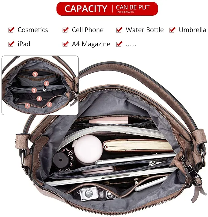 Hobo Leather Bags for Women【Brown/Black/Grey Color】