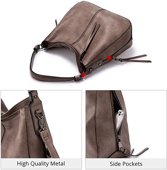 Hobo Leather Bags for Women【Brown/Black/Grey Color】