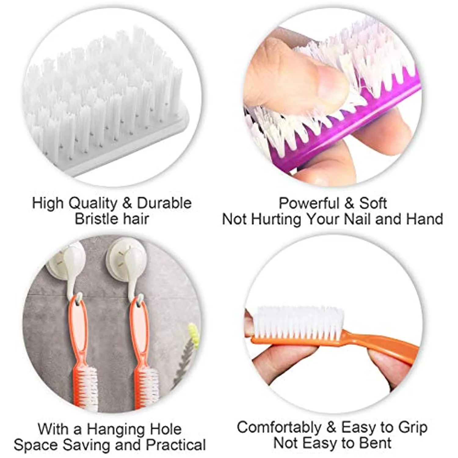 HOFASON 20Pcs Handle Grip Nail Brush, Hand Fingernail Cleaner Brush Manicure Tools Scrub Cleaning Brushes Kit for Toes and Nails Women Men(Random Colors)