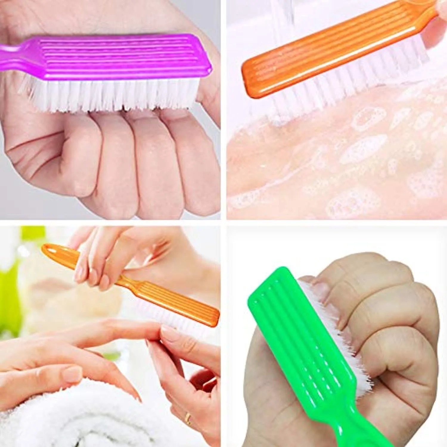 HOFASON 20Pcs Handle Grip Nail Brush, Hand Fingernail Cleaner Brush Manicure Tools Scrub Cleaning Brushes Kit for Toes and Nails Women Men(Random Colors)