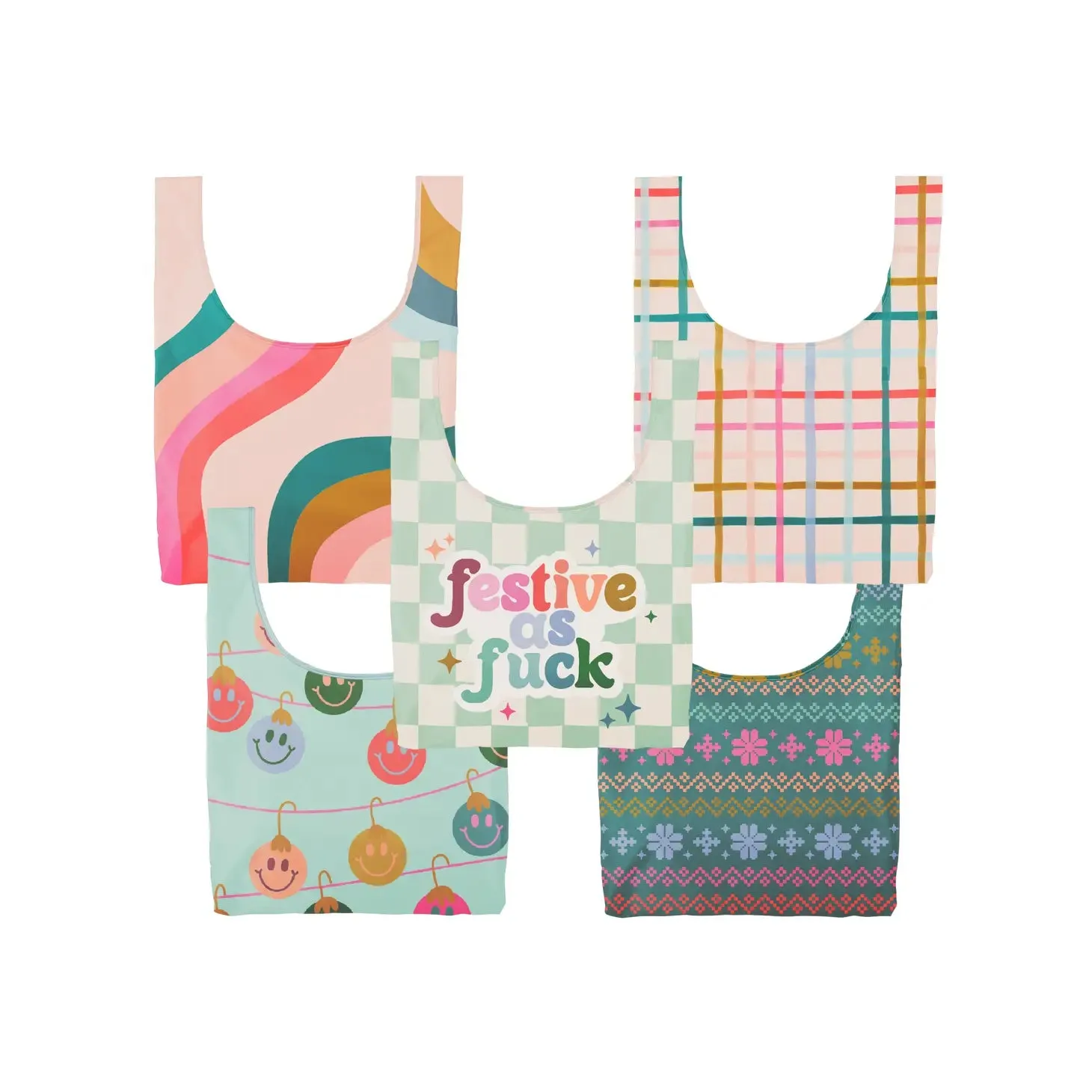holiday twist and shouts reuseable tote bag