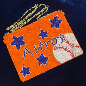 Houston Astros Beaded Orange Crossbody Bag