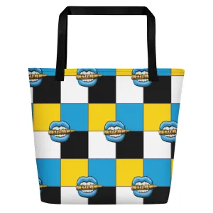 Ice Blue Logo Colorblock Beach Bag - Yellow