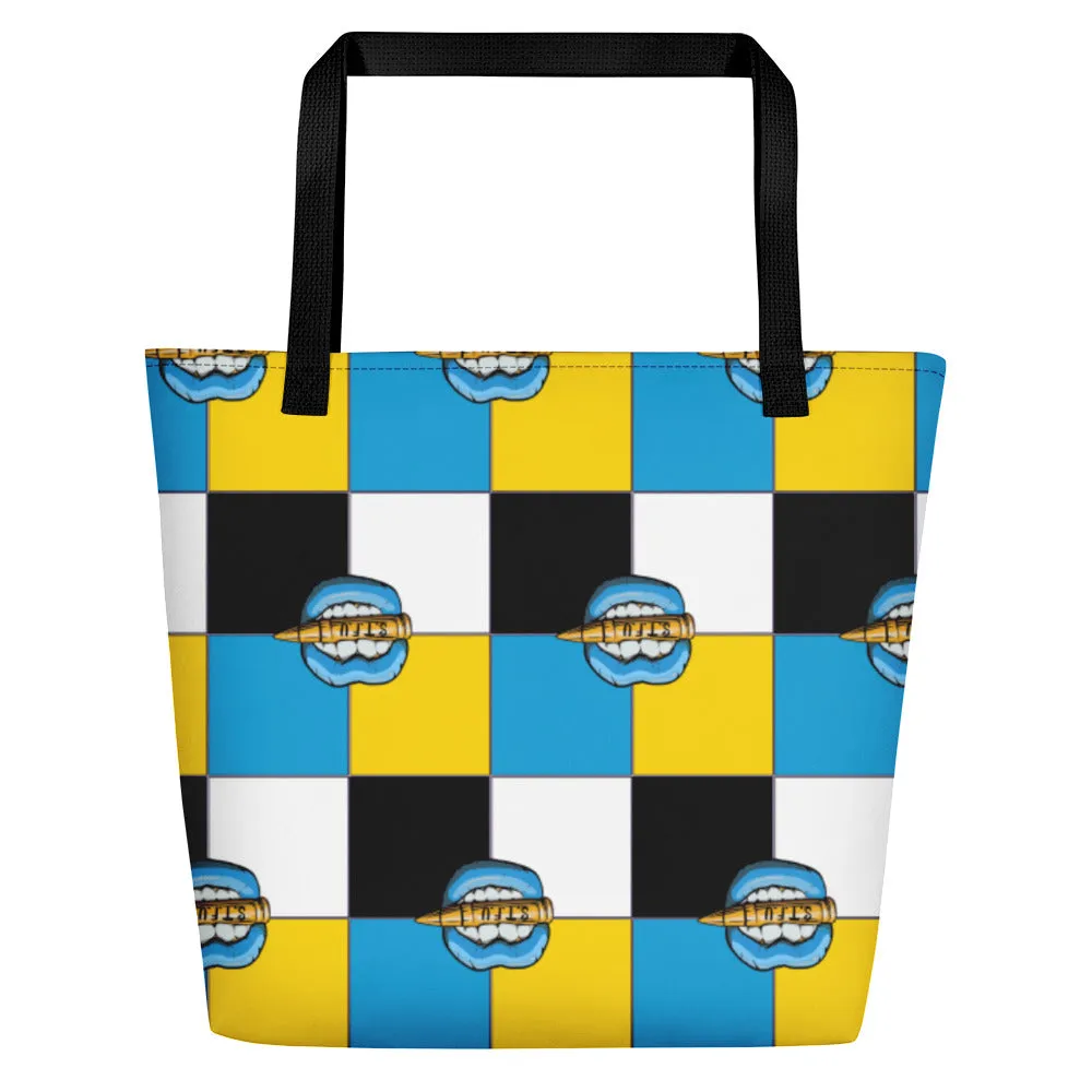 Ice Blue Logo Colorblock Beach Bag - Yellow
