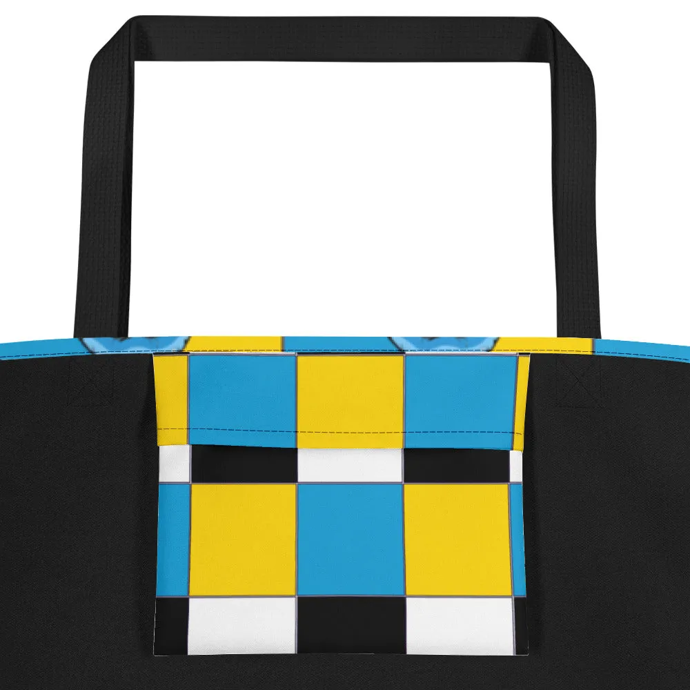 Ice Blue Logo Colorblock Beach Bag - Yellow