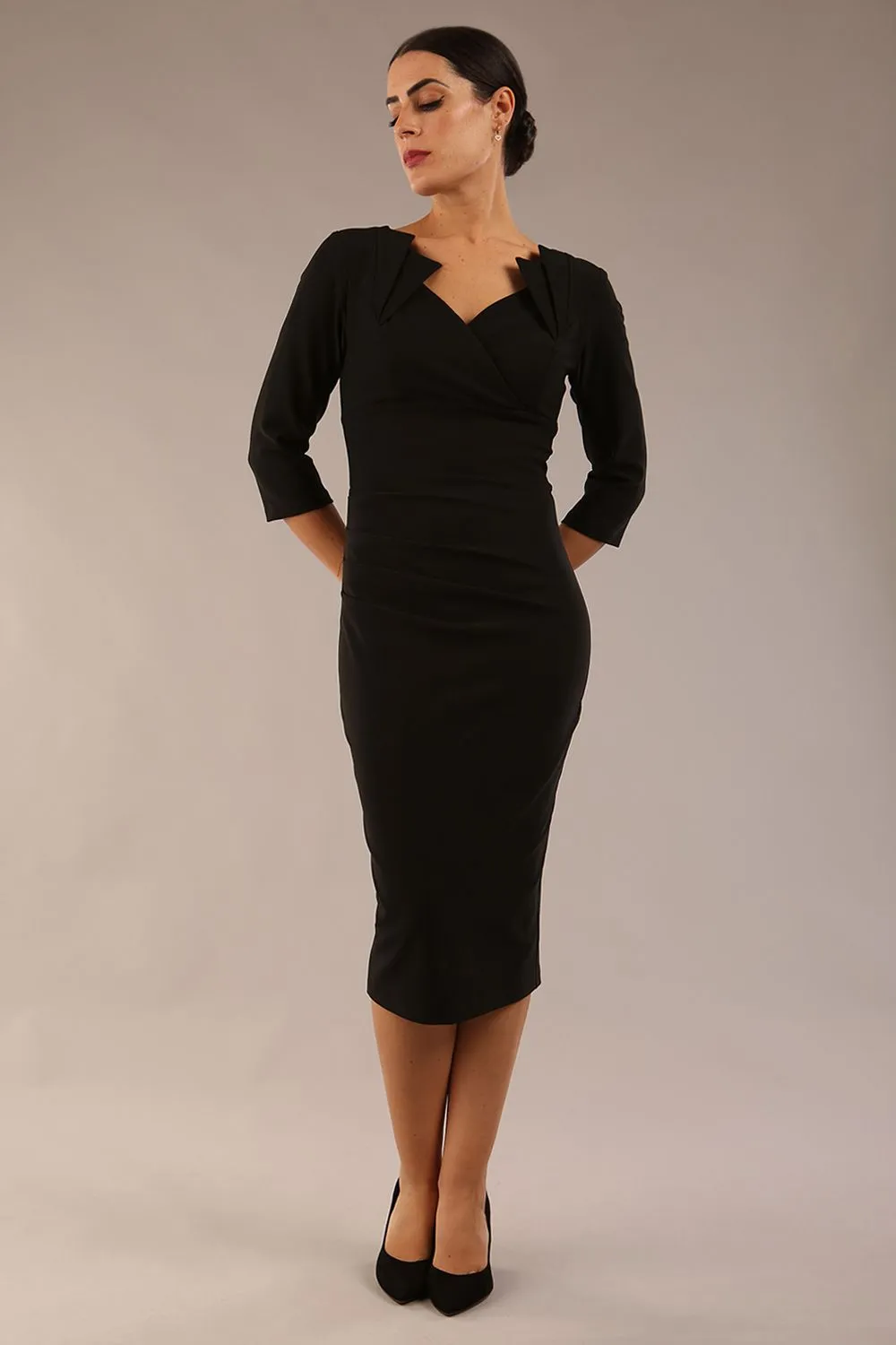 Indira 3/4 Sleeve Knee Length Pencil Dress