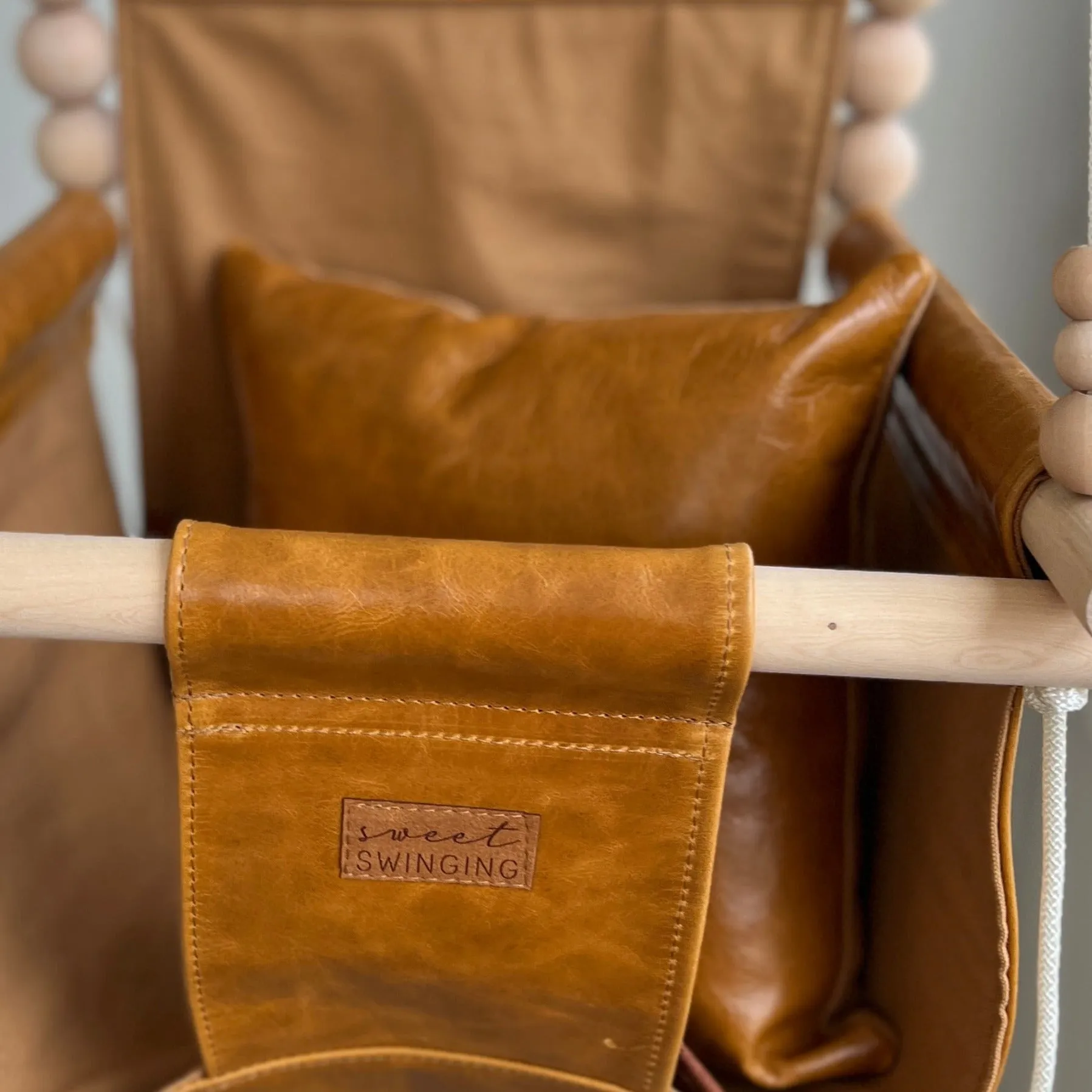 Indoor Caramel Leather Pillow