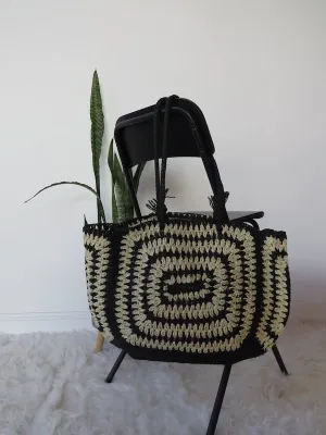 Isla Straw Tote - Black