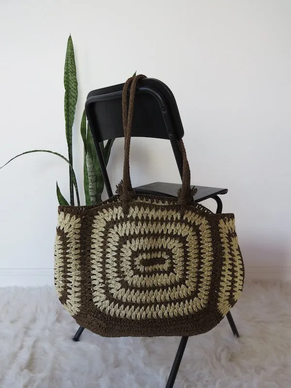 Isla Straw Tote - Brown