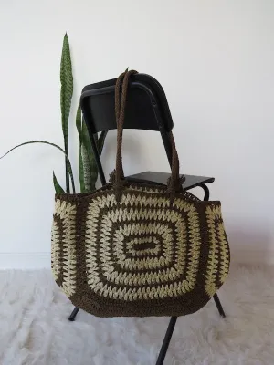 Isla Straw Tote - Brown