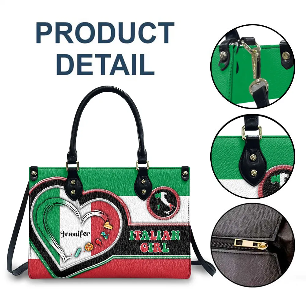 Italian Girl Personalized Leather Handbag Purse