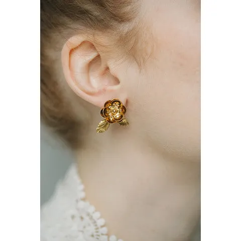 Jennifer Behr Flavia Gold Flower Earrings