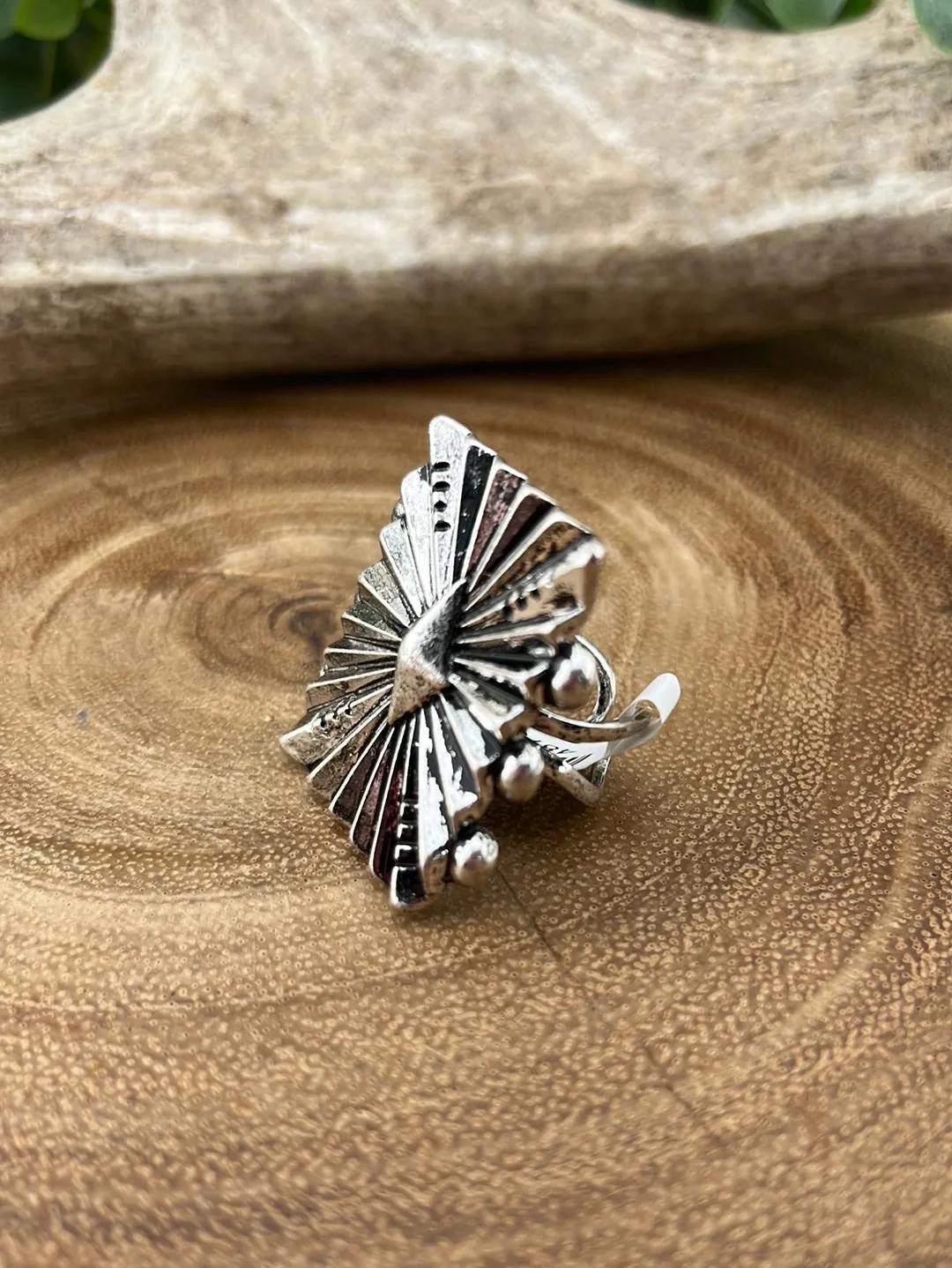 Jordan Stamped Fashion Silver Rectangle Shield Cuff Ring