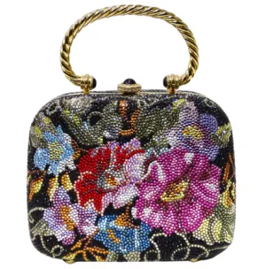 Judith Leiber Swarovski Crystal Flower Motif Evening Bag