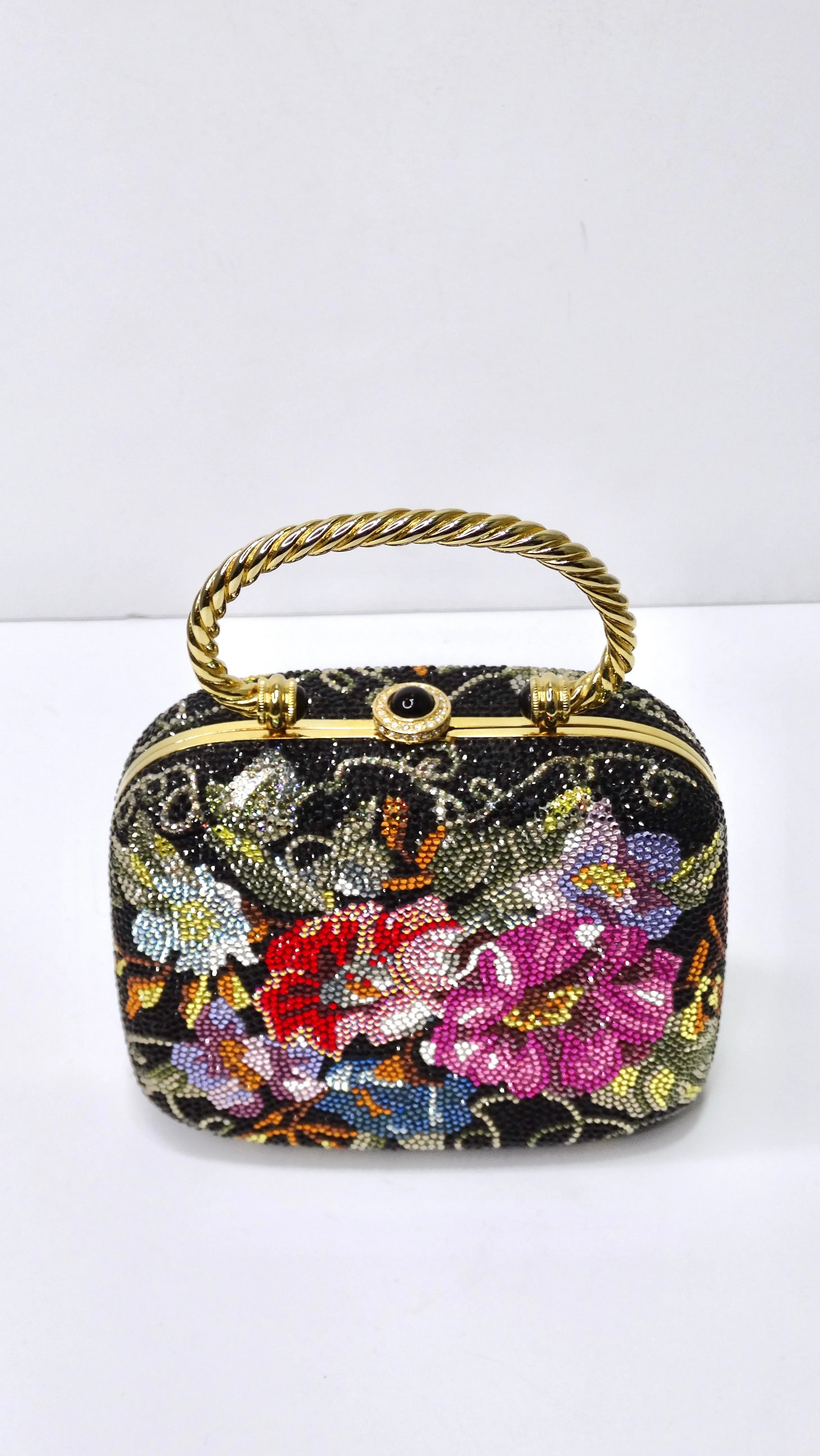 Judith Leiber Swarovski Crystal Flower Motif Evening Bag