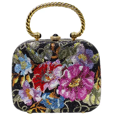 Judith Leiber Swarovski Crystal Flower Motif Evening Bag