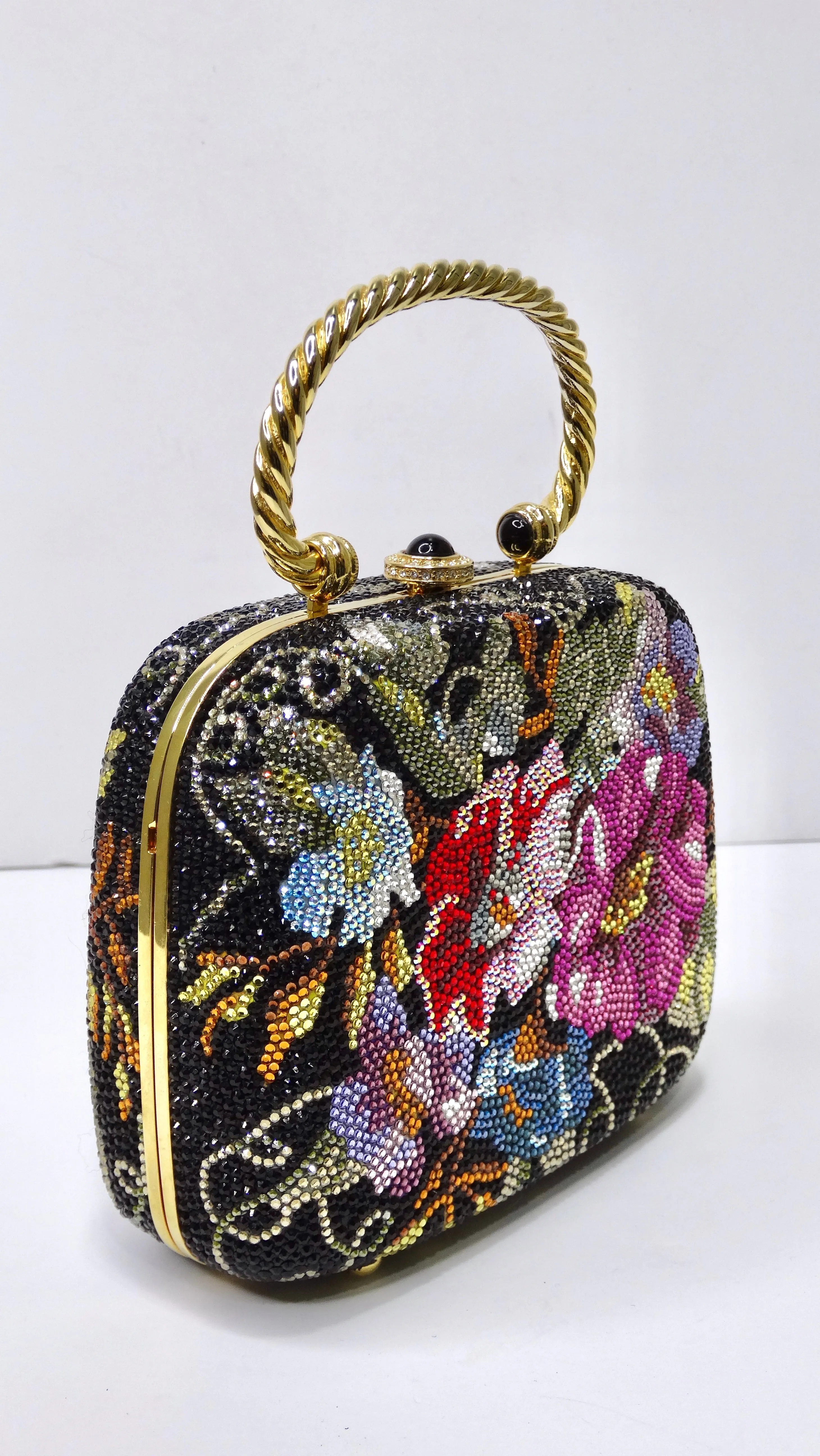 Judith Leiber Swarovski Crystal Flower Motif Evening Bag