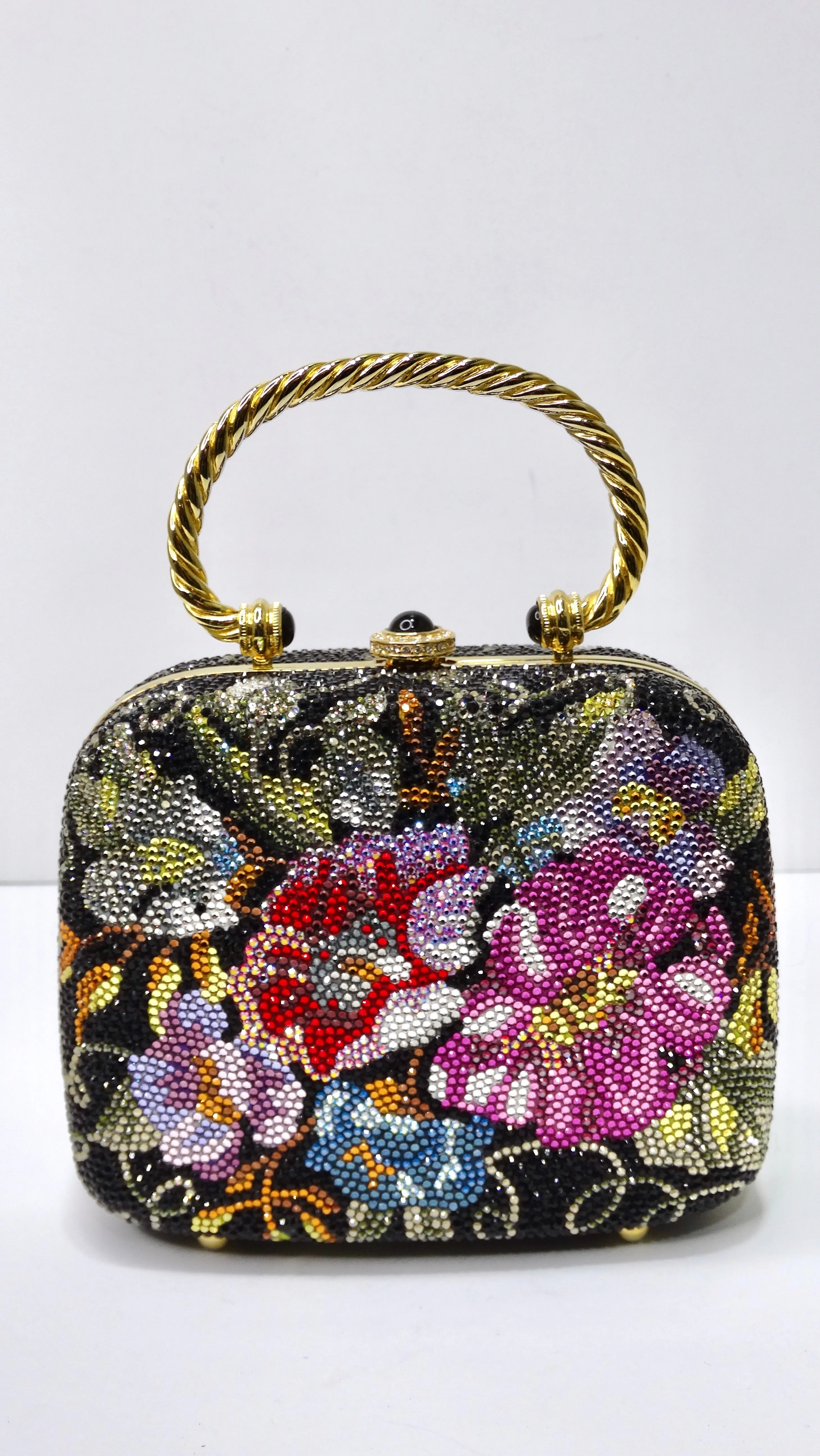 Judith Leiber Swarovski Crystal Flower Motif Evening Bag