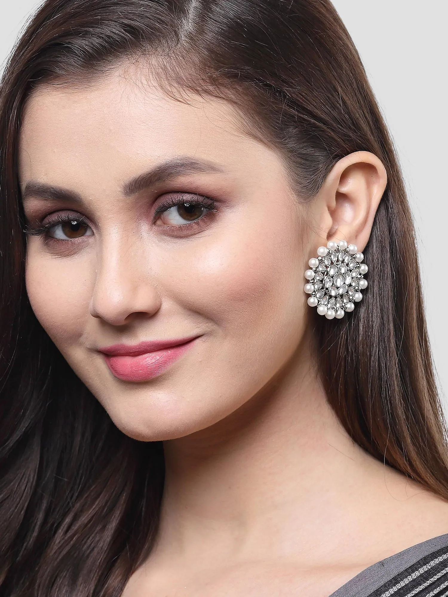 Karatcart Set of 3 Handcrafted Kundan Earrings Combo for Women