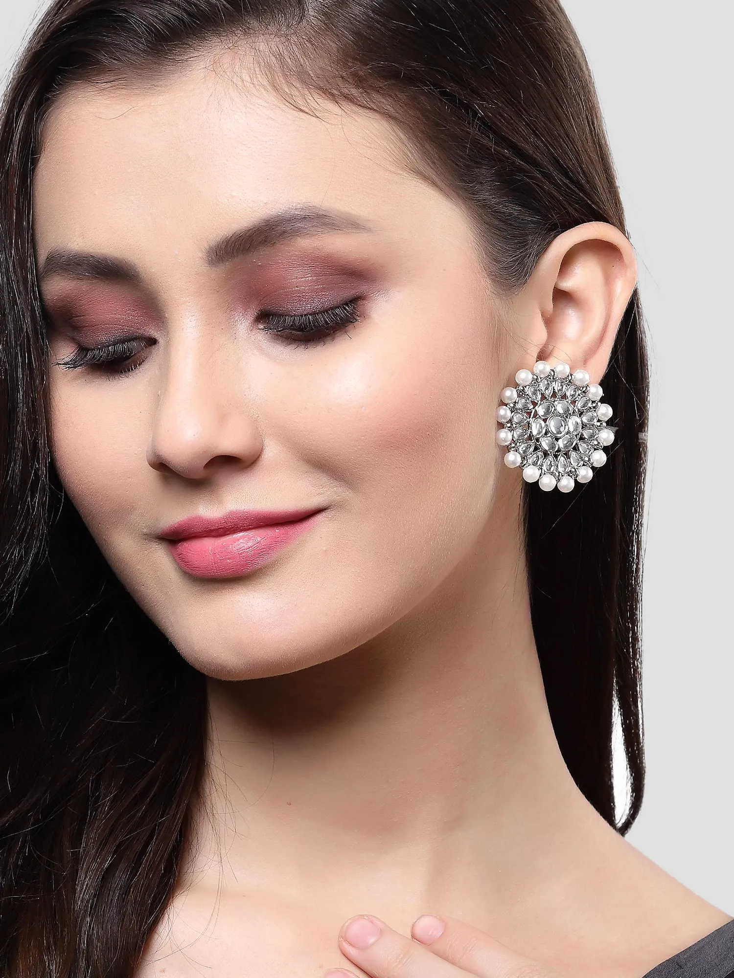 Karatcart Set of 3 Handcrafted Kundan Earrings Combo for Women
