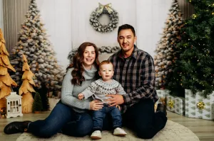 Kate Christmas Elegant Fireplace Tree Window Backdrop Designed by Chain Photography