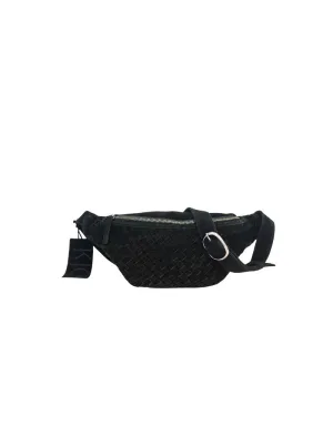 KJC Haydn Woven Suede Crossbody Bag in Noir
