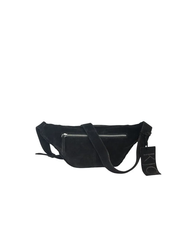 KJC Haydn Woven Suede Crossbody Bag in Noir