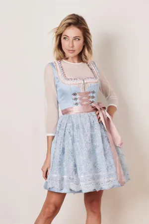 Kruger Mini Dirndl 2pcs. 50cm "Romi" light blue
