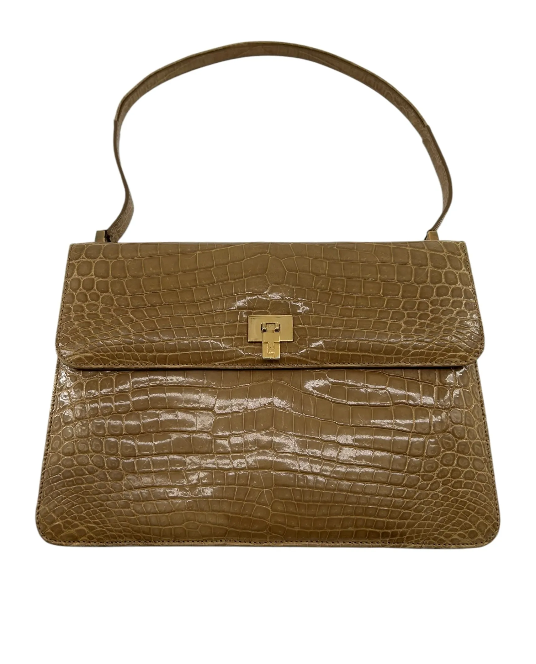 Lambertson Truex Tan Baby Crocodile Handbag