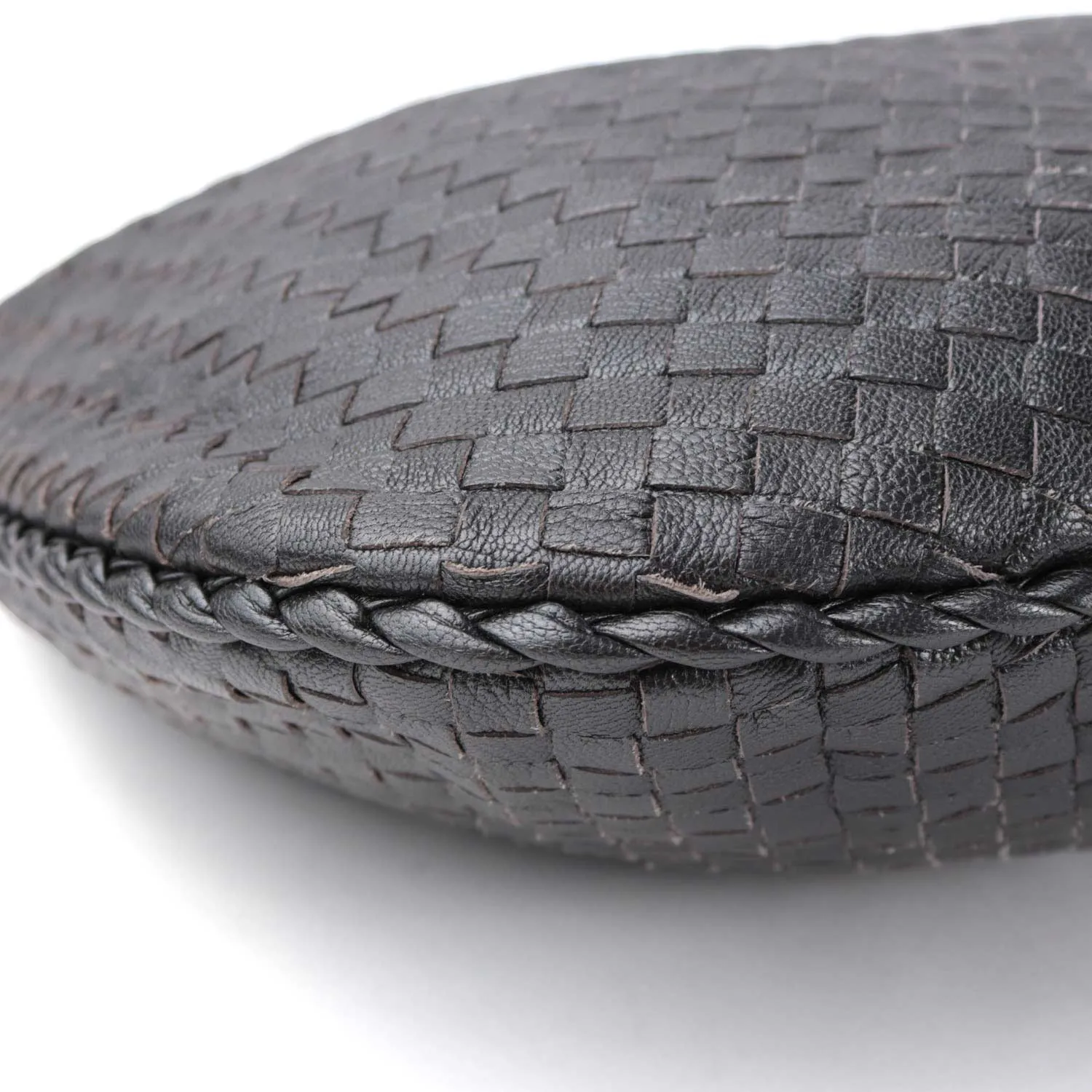 Large Black Metallic Veneta Hobo Bag