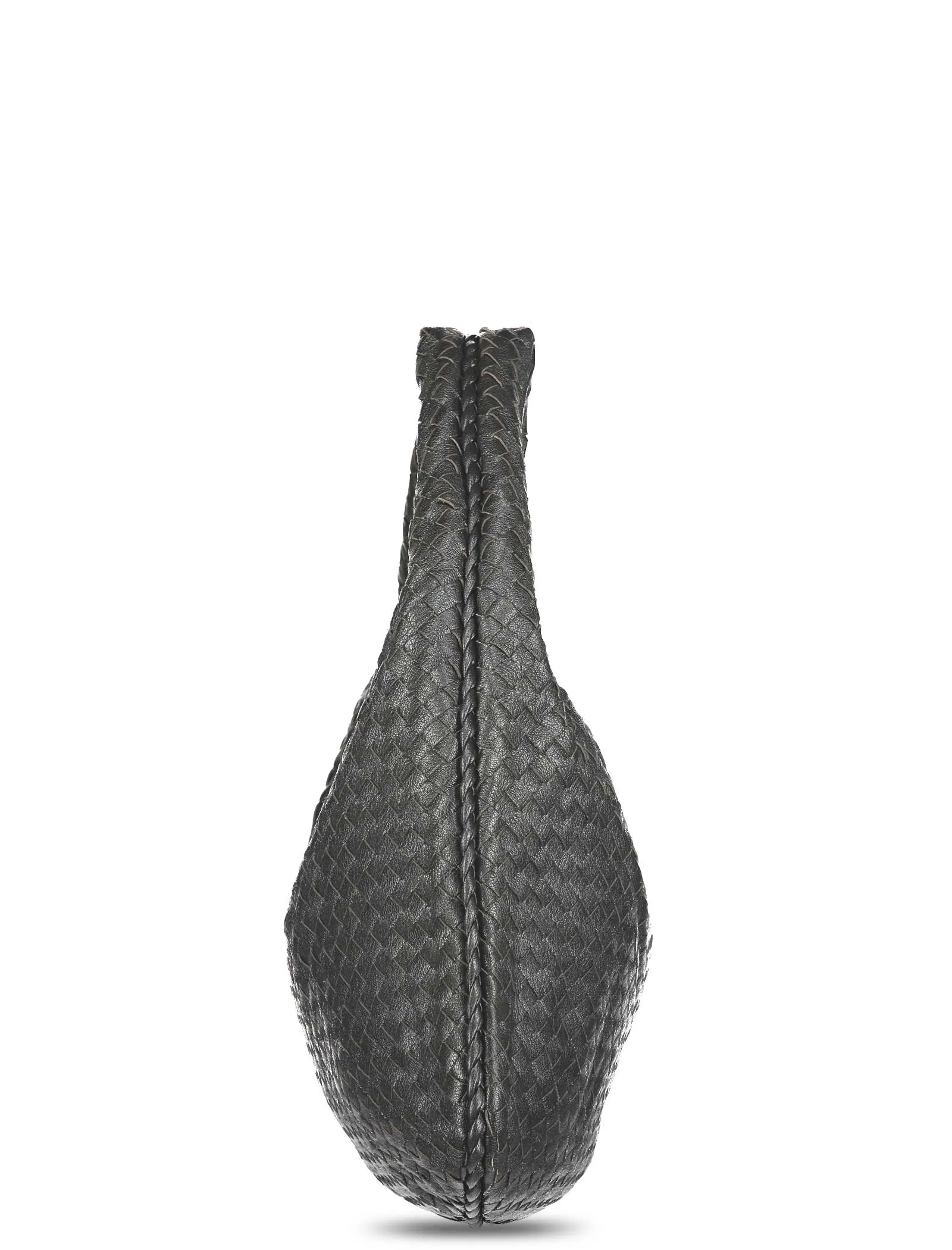 Large Black Metallic Veneta Hobo Bag
