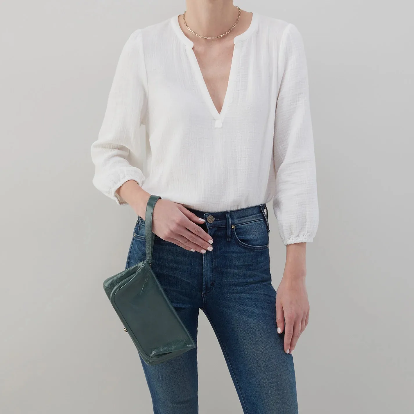 Lauren Wristlet In Polished Leather