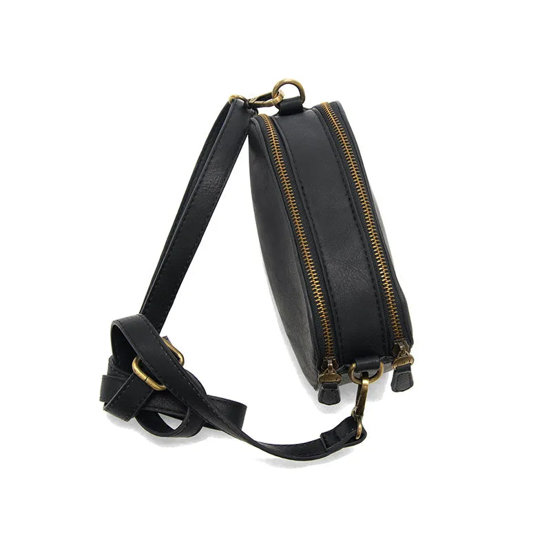 Layne Double Zip Mini Camera Crossbody- Black