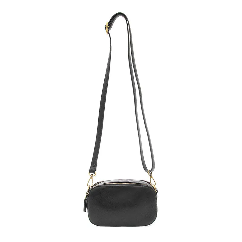 Layne Double Zip Mini Camera Crossbody- Black