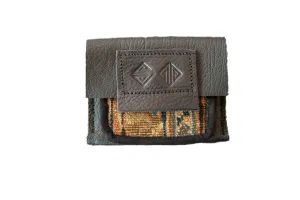 Leather and Rug Fragment Coin Purse