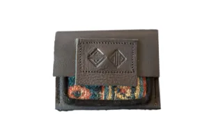 Leather and Rug Fragment Coin Purse