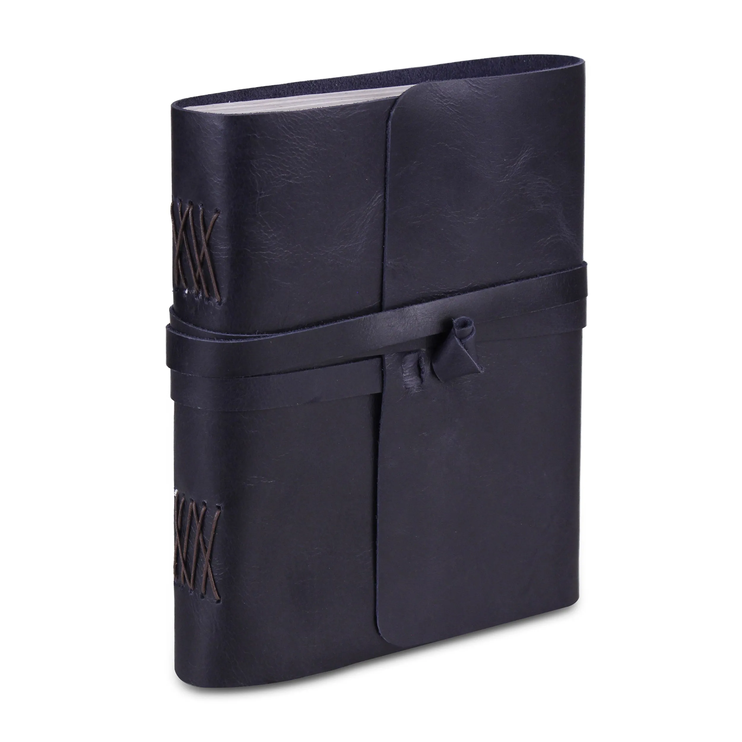 Leather Plain Textured Note Journal Book- Dark Blue