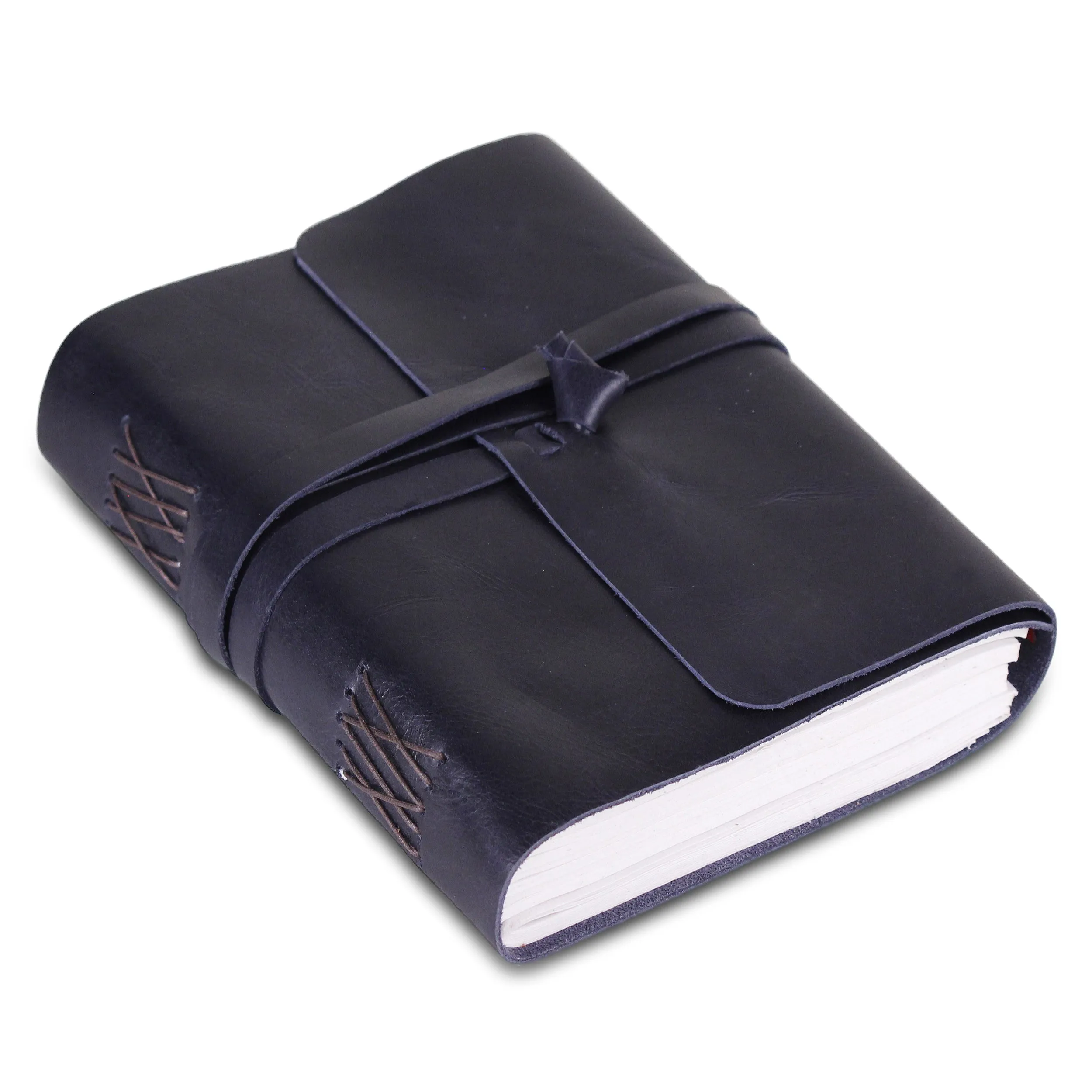 Leather Plain Textured Note Journal Book- Dark Blue