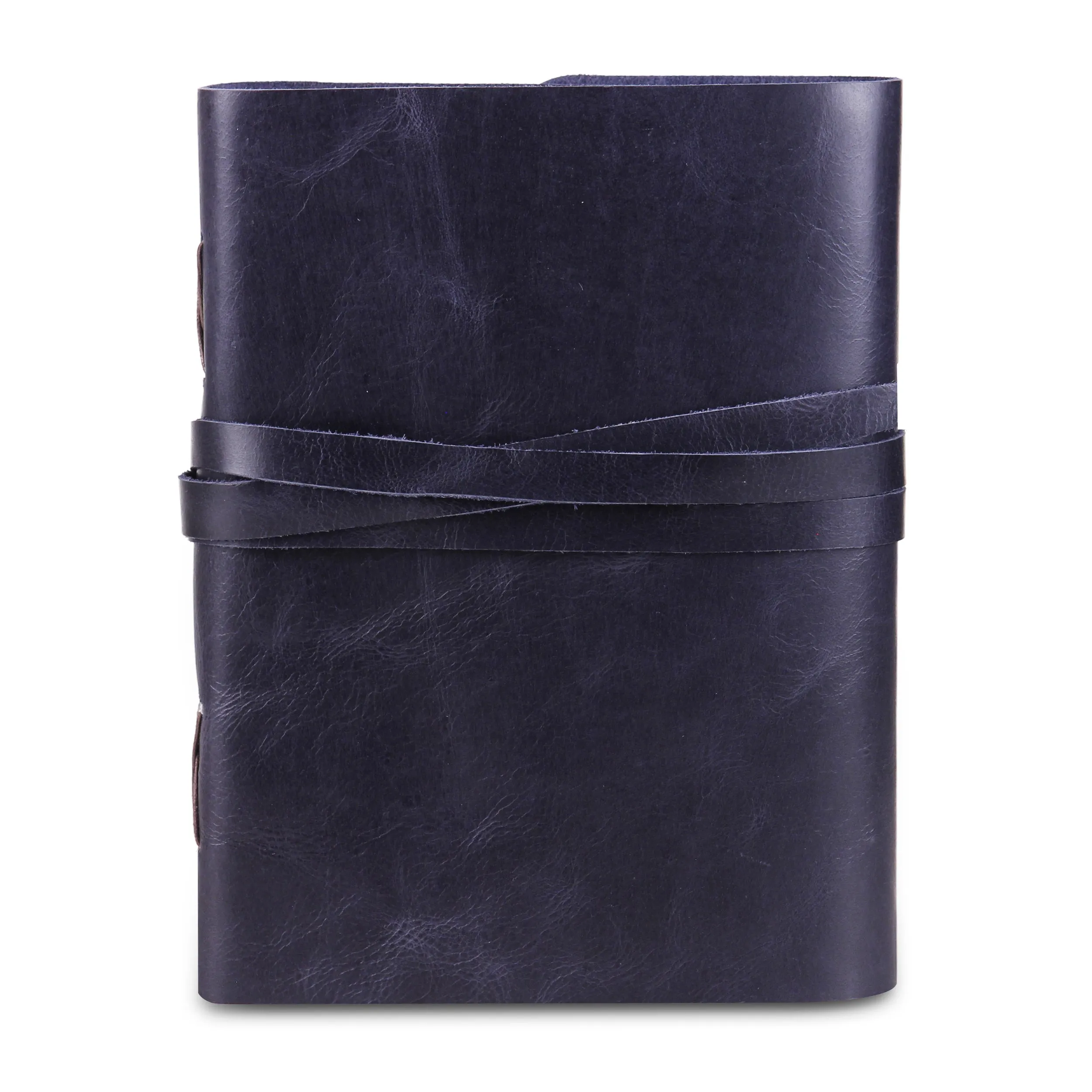 Leather Plain Textured Note Journal Book- Dark Blue