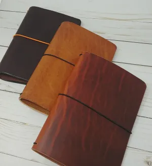 Leather Planner Cover, B6 Traveler's Notebook,  Classic clover, Full Grain Leather Journal in two sizes