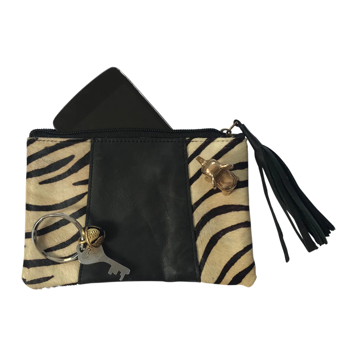 Leather Purse // Zebra Black