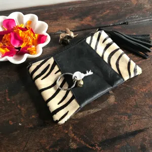 Leather Purse // Zebra Black